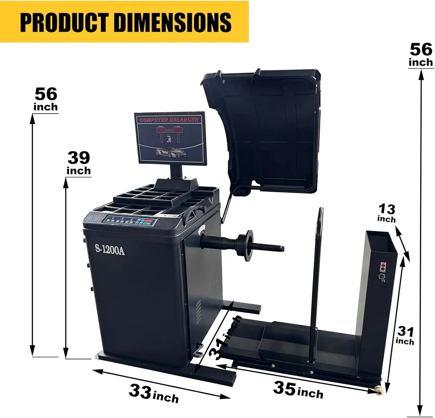 Tire Changer Machine and Premium Automatic Wheel Balancer Combo, 10-28" Rim, Auto A/D Measurement, Laser Guide & LED Light, Electronic Brake, 40mm Spindle - Image 10