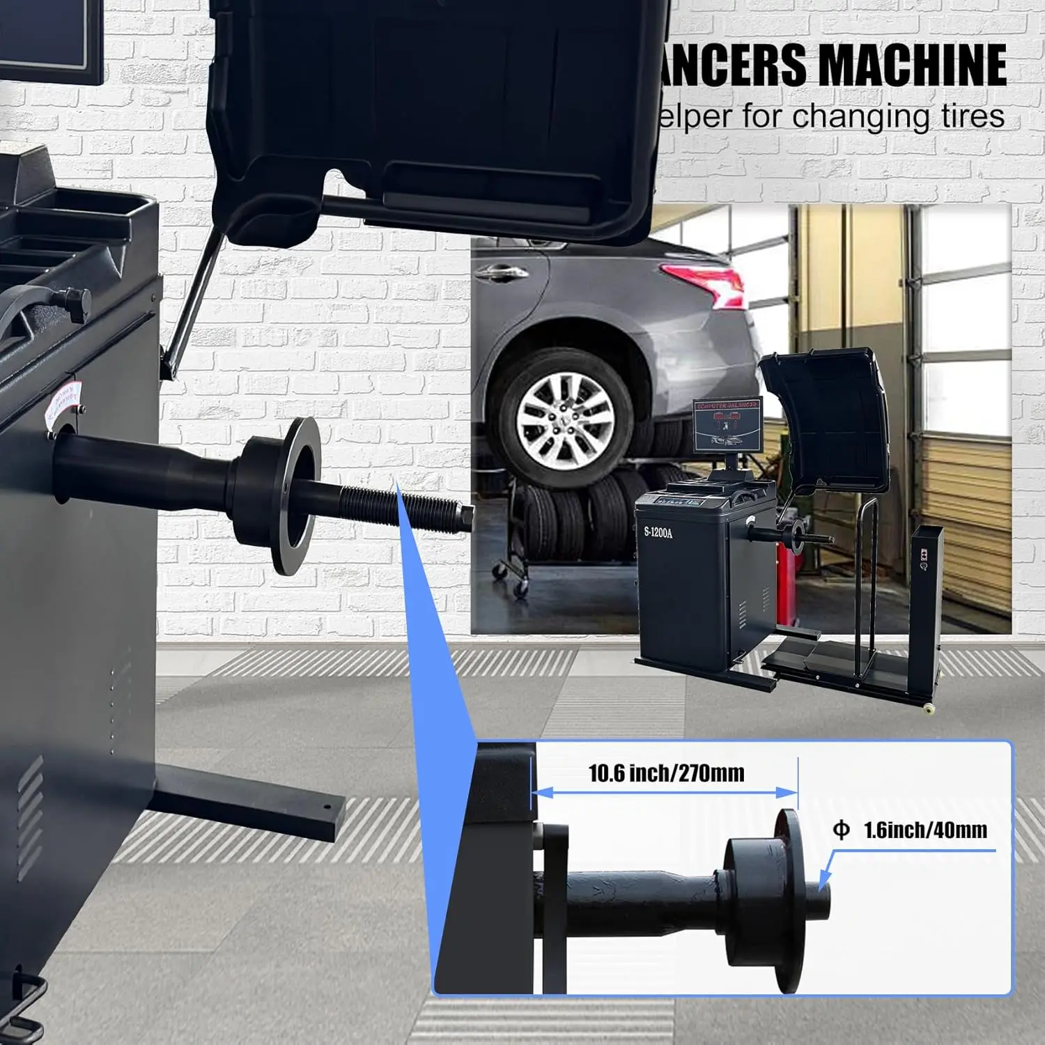 Tire Changer Machine and Premium Automatic Wheel Balancer Combo, 10-28" Rim, Auto A/D Measurement, Laser Guide & LED Light, Electronic Brake, 40mm Spindle - Image 13