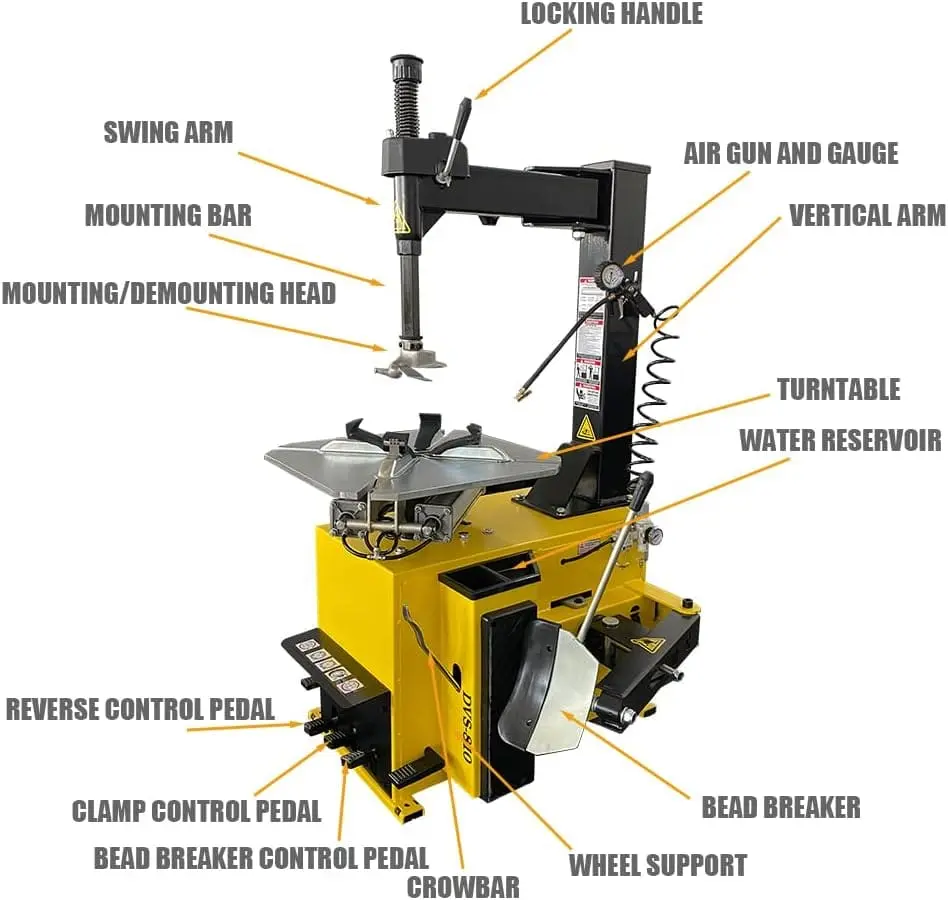 1.5HP Tire Changer Machine with Assist Arms, 110V Wheel Changer Tire Machine, Heavy Duty Swing Arm Tire Repair Equipment for Garage & Shop - Image 3