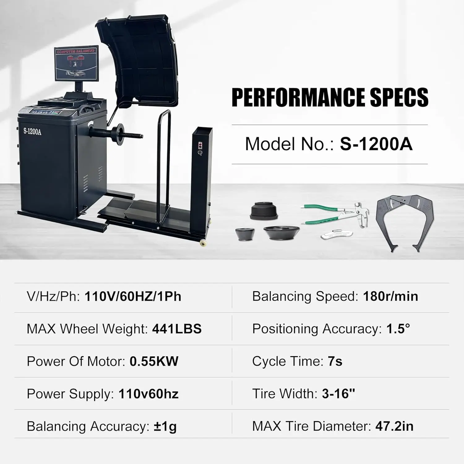 1.5HP Tire Changer Machine with Hand-Assisted and Premium Automatic Wheel Balancer Combo, 10-28" Rim, Auto A/D Measurement, Laser Guide & LED Light - Image 12