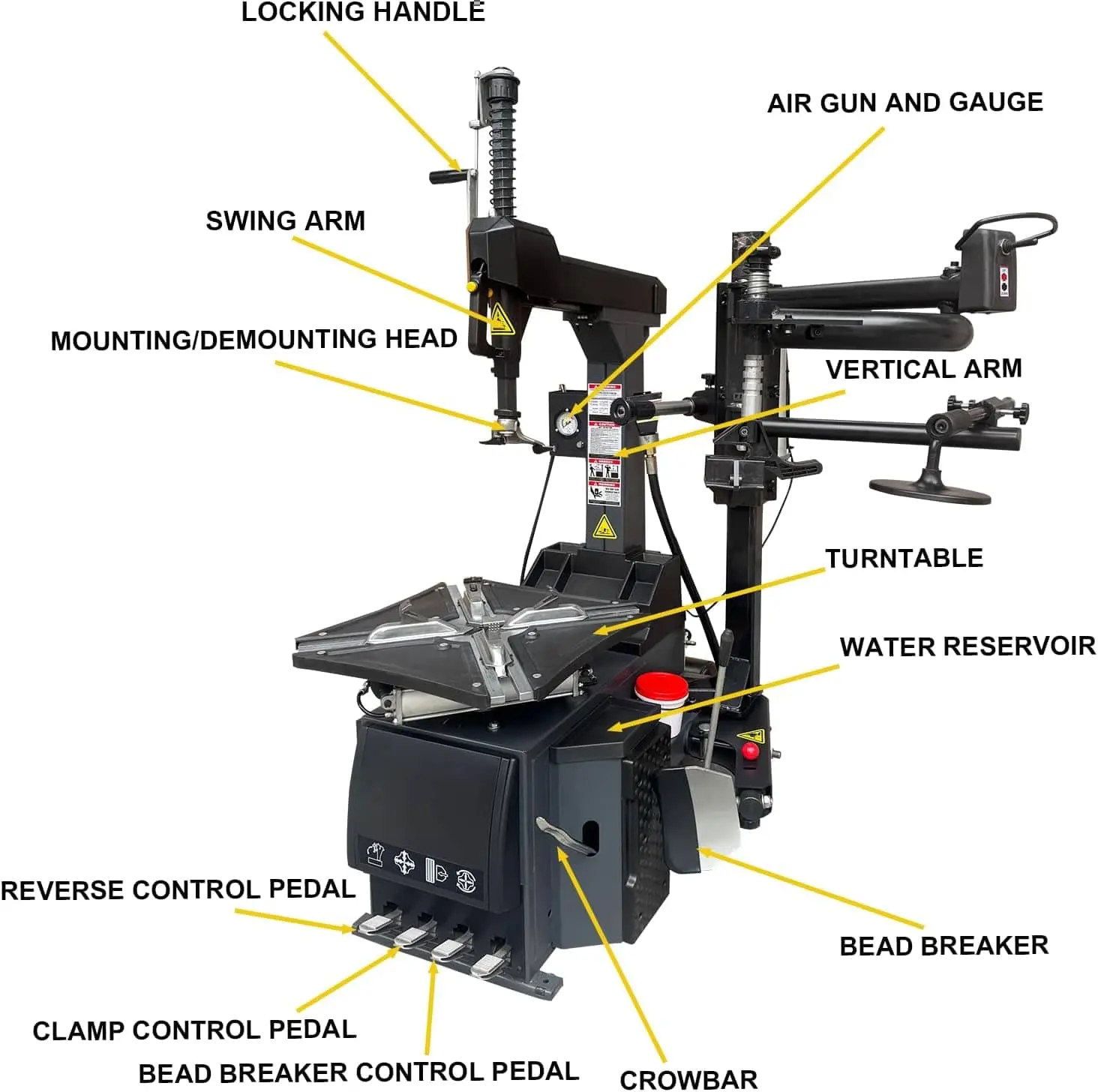 1.5HP Tire Changer Machine with Hand-Assisted Lever Device and Assist arm, 110V Wheel Changer Tire Machine, Heavy Duty Swing Arm Tire Repair Equipment for Garage & Shop - Image 12