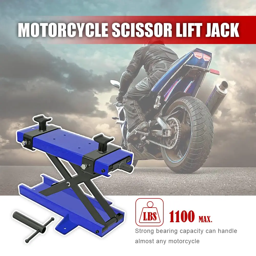 1100lbs Steel ATV Motorcycle Scissor Lift Jack Stand w/Saddle Safety Pins, 1 Year Warranty, QBMTS080540 - Image 5