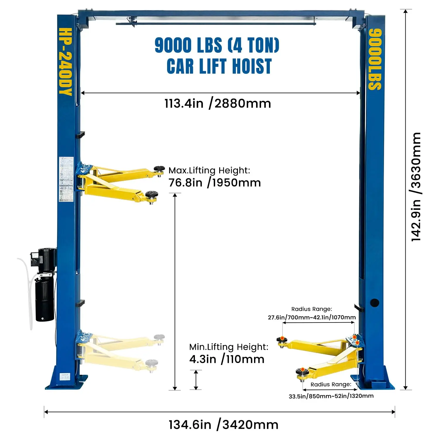 110V Two Post Car Lift (USA IN STOCK) - Image 13