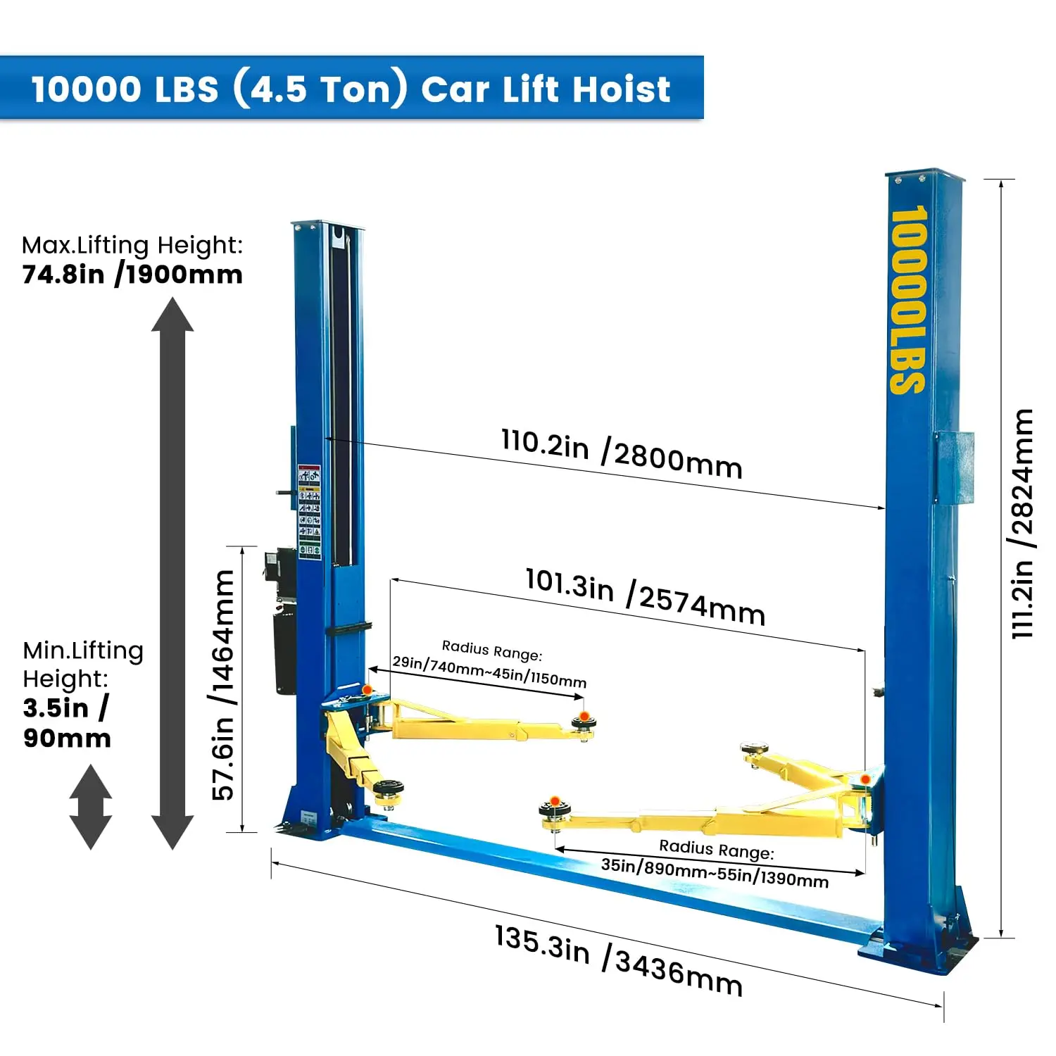 110V Two Post Car Lift (USA IN STOCK) - Image 8