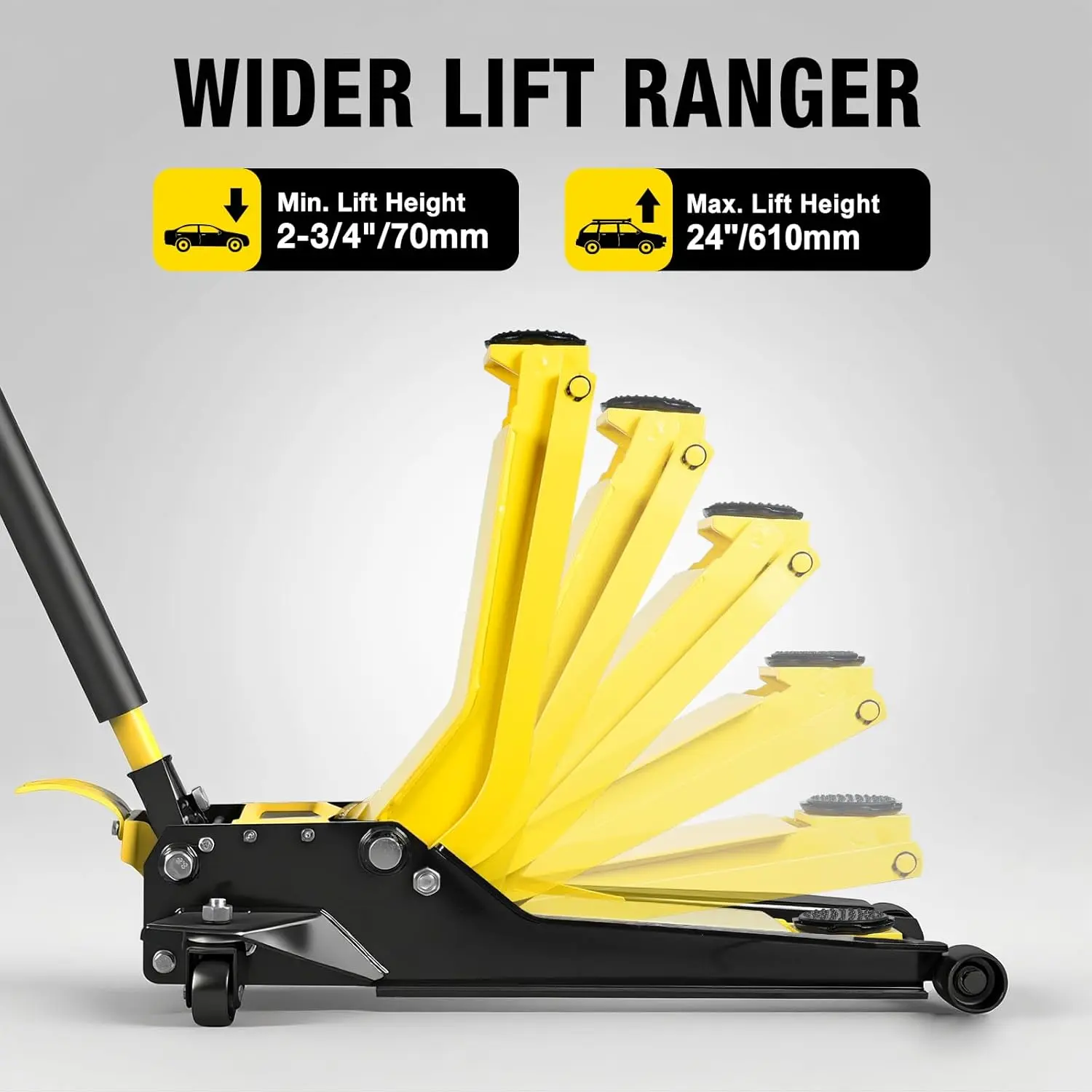 2 Ton Extra Long Reach Floor Jack Hydraulic Low Profile Floor Jack with Foot Pedal and Dual Piston Quick Lift Pump, Home and Workshop Car Maintenance for Various Vehicles - Image 3