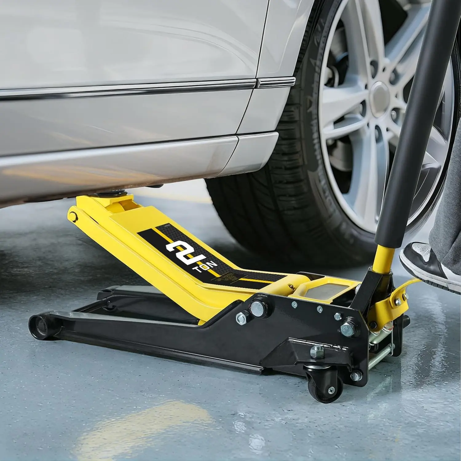 2 Ton Extra Long Reach Floor Jack Hydraulic Low Profile Floor Jack with Foot Pedal and Dual Piston Quick Lift Pump, Home and Workshop Car Maintenance for Various Vehicles - Image 8