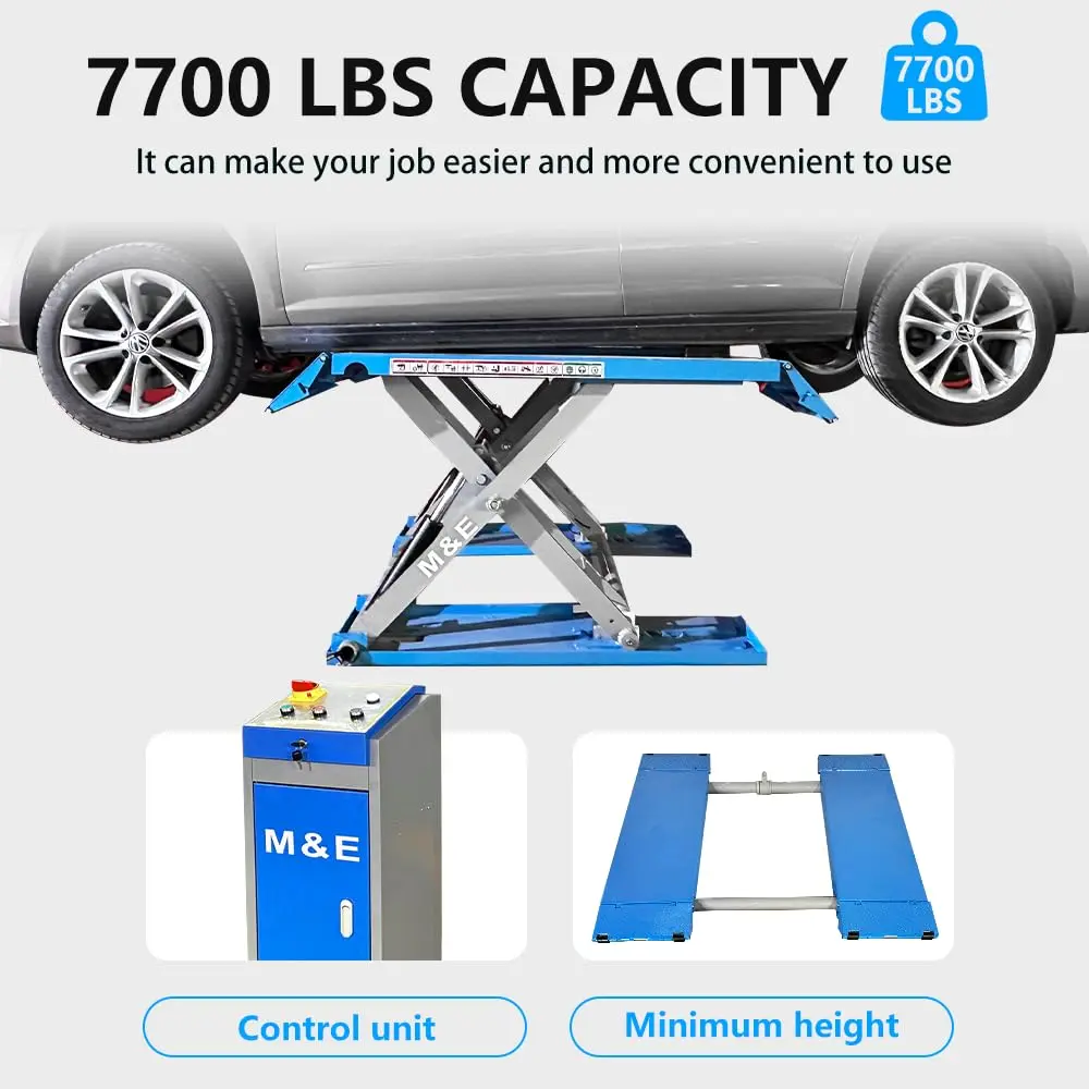 7700lbs Lifting Capacity Mid-Rise Scissor Lift 110V Pneumatic Release Mid Rise Lift Automotive Car Lift Jacks, 8XP - Image 3
