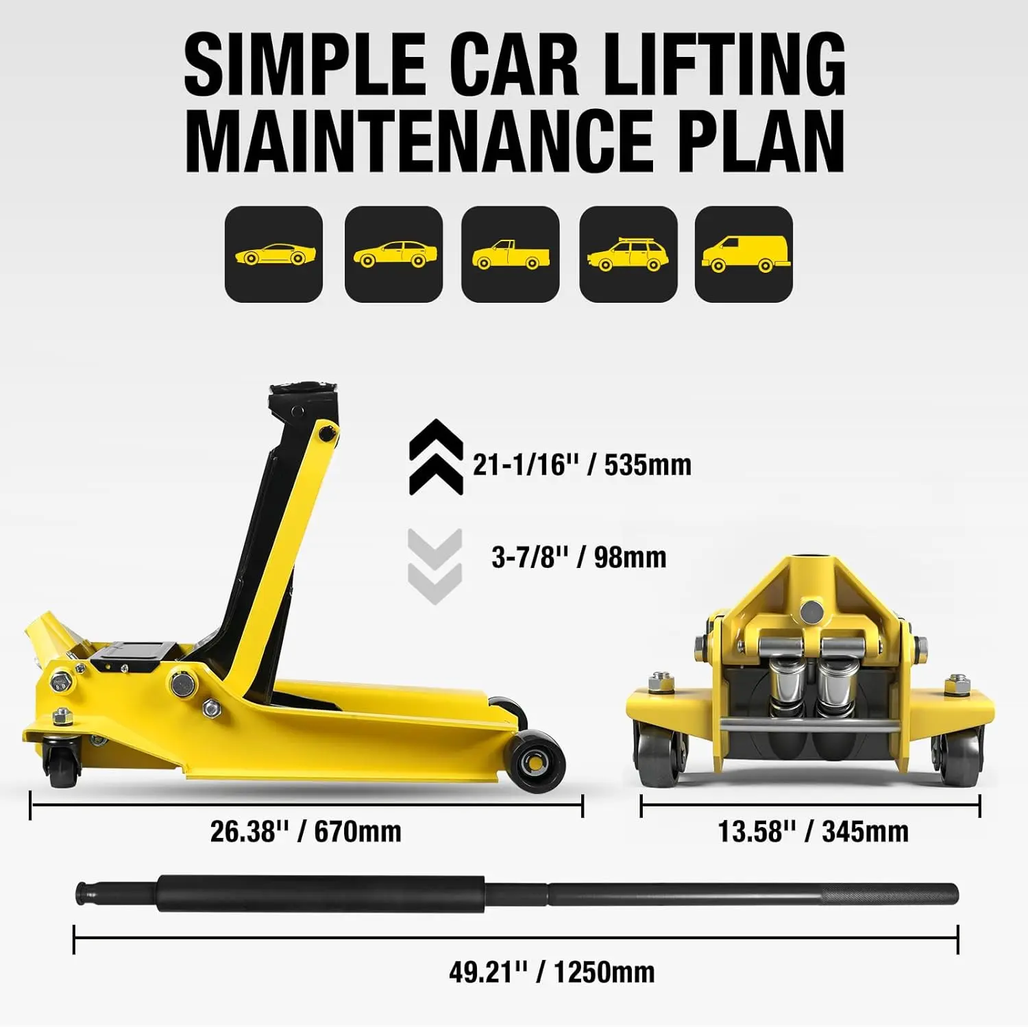 TCE 3.5 Ton Floor Jack Hydraulic Low Profile Floor Jack with Dual Piston Quick Lift Pump, Home and Workshop Car Maintenance for Various Vehicles, 3.5 Ton Capacity - Image 7