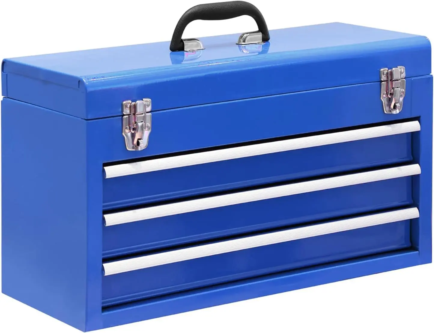 3 Drawer 20“ Metal Tool Box Portable Steel Tool Chest with Metal Latch Closure for Garage, Home and Workbench