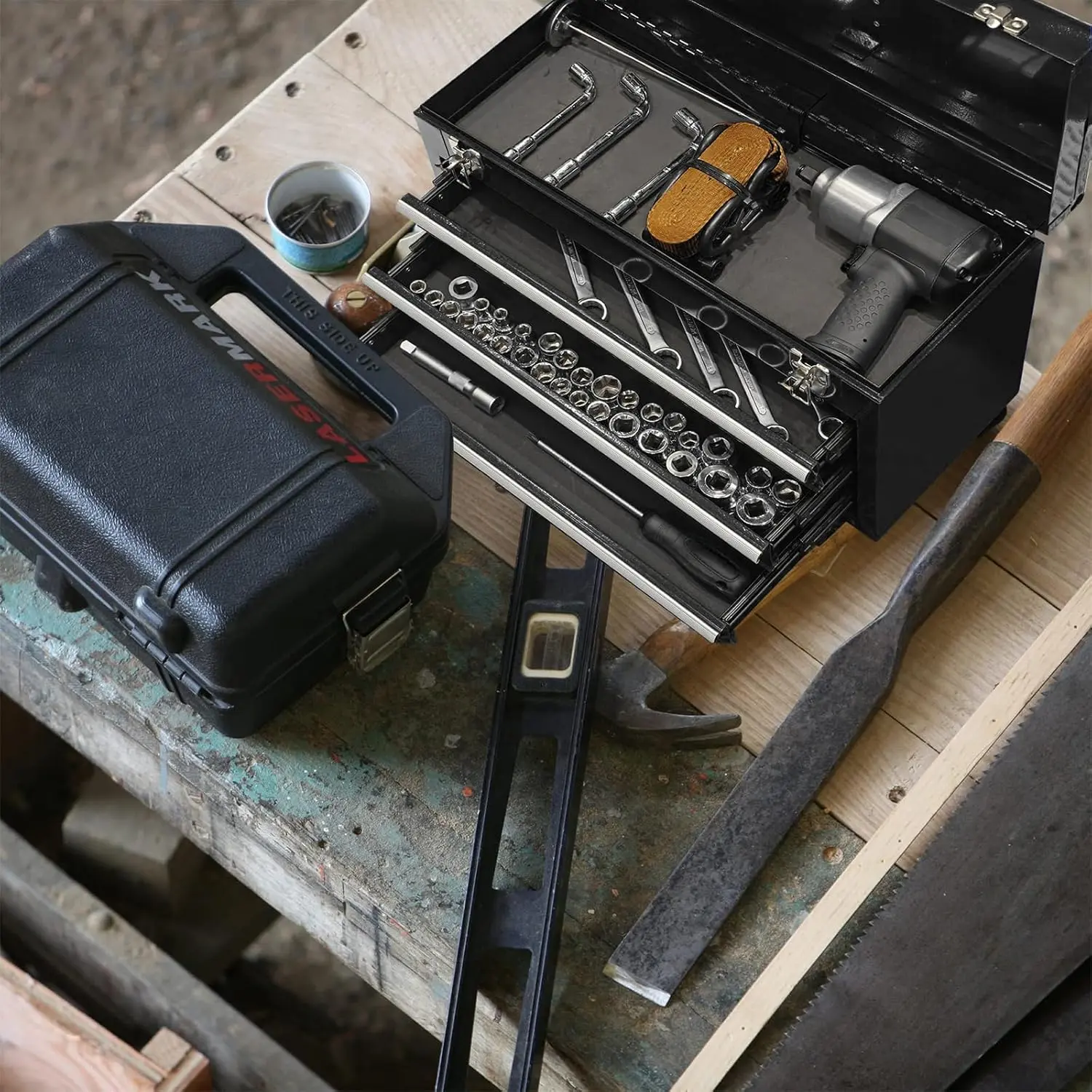 3 Drawer 20“ Metal Tool Box Portable Steel Tool Chest with Metal Latch Closure for Garage, Home and Workbench - Image 13