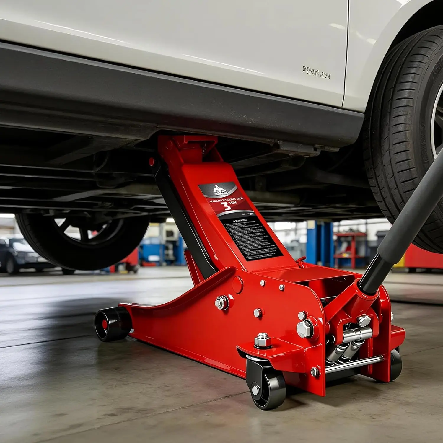 TCE 3 Ton Floor Jack, 6600LBS Capacity Hydraulic Car Jack, Low Profile Portable Jack with Dual Pumps, Quickly Lift Steel Service Jack, Lifting Range 3-1/8" Min to 20" Max Red - Image 6