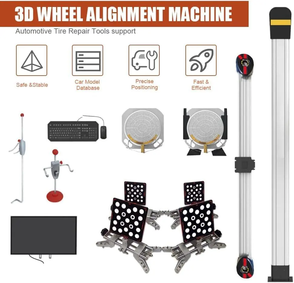3D Wheel Alignment Machine, Dual Screen, 10–23.5" Rim Size, Short Roll Compensation, for 4-Post Lifts - Image 11
