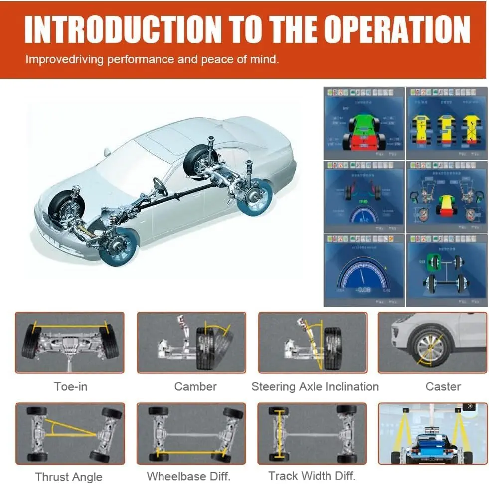 3D Wheel Alignment Machine, Dual Screen, 10–23.5" Rim Size, Short Roll Compensation, for 4-Post Lifts - Image 8