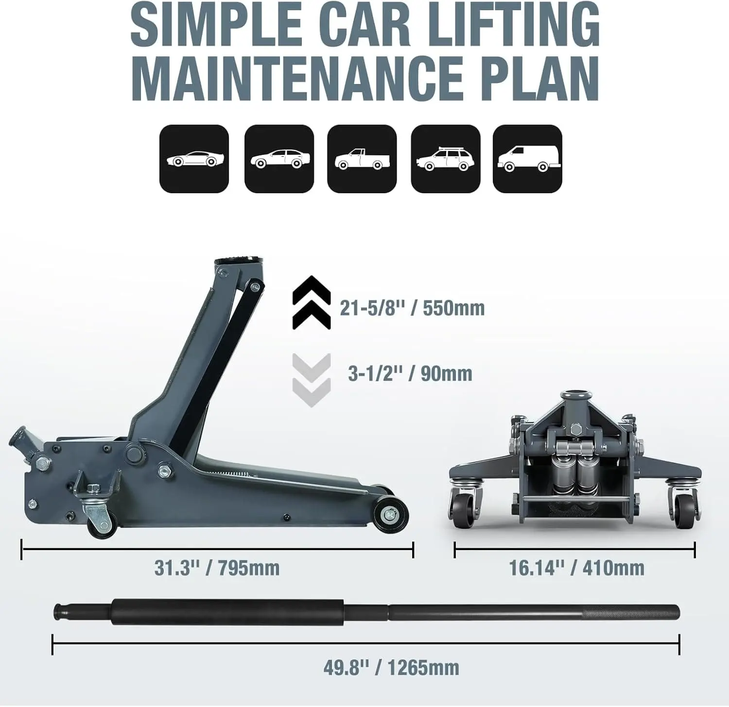 TCE 5 Ton Floor Jack Hydraulic Low Profile Floor Jack with Dual Piston Pump, Home and Workshop Car Maintenance for Various Vehicles, 1 Year Warranty, TR-STFL332L - Image 14