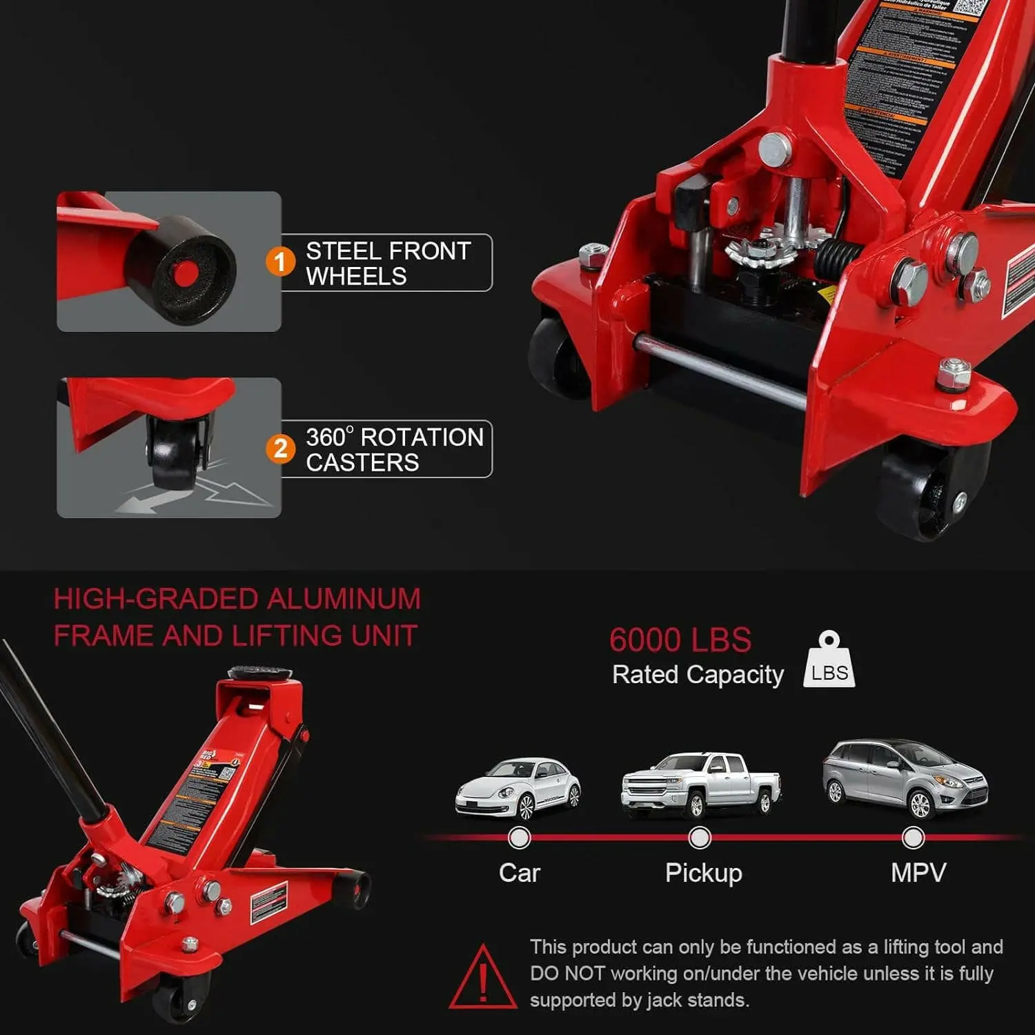 BIG RED 3 Ton Floor Jack, TZ830025 - Image 3