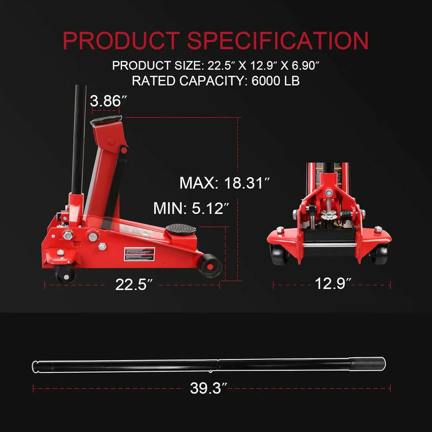 BIG RED 3 Ton Floor Jack, TZ830025 - Image 4