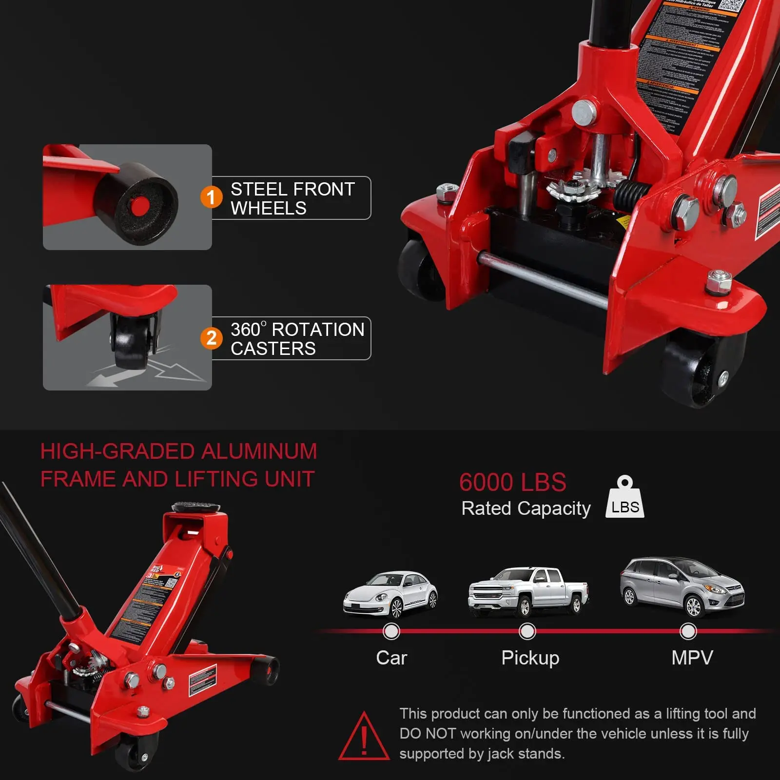 BIG RED 3 Ton Heavy Duty Hydraulic Floor Jack - Image 6