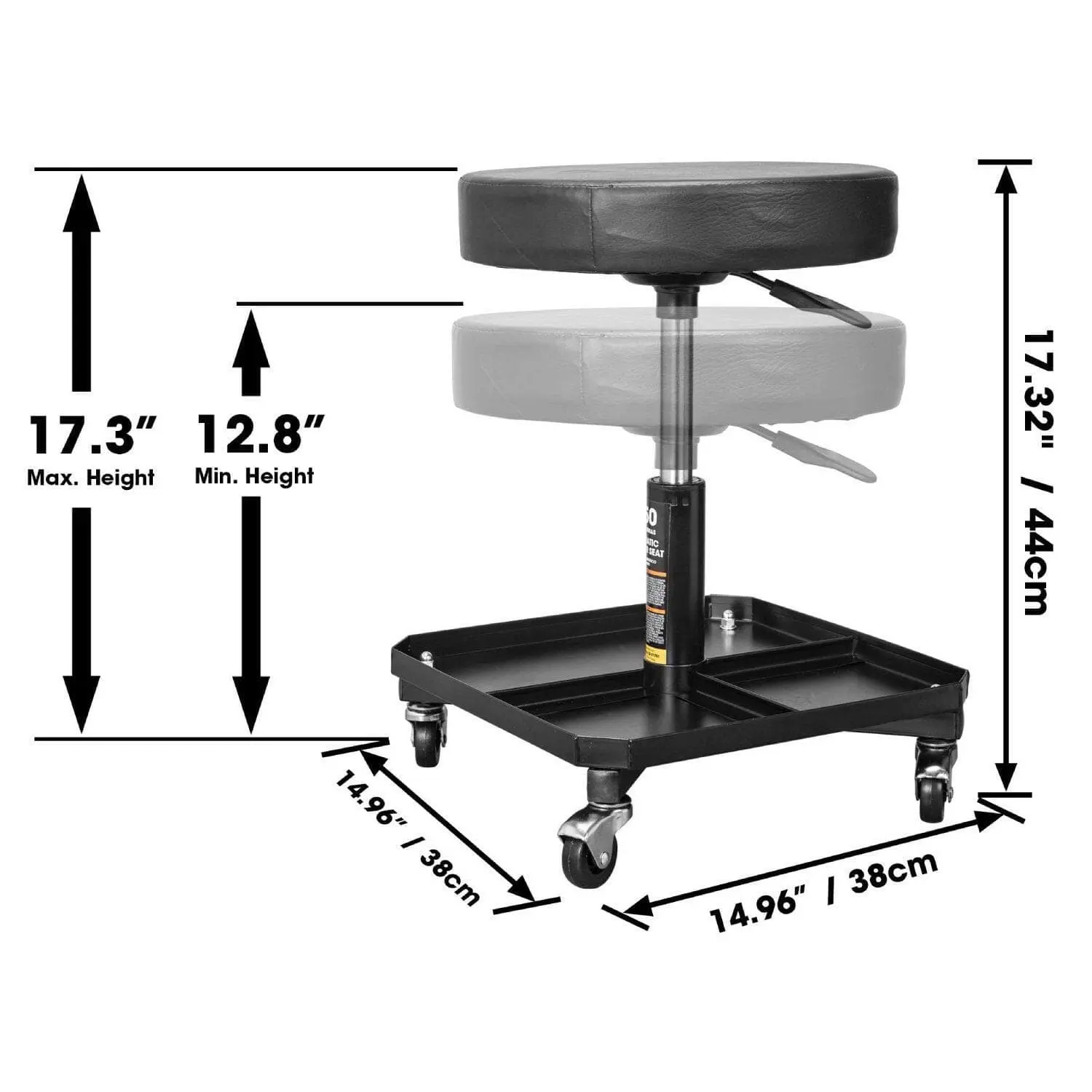 BIG RED Adjustable Rolling Creeper Seat with Tool Tray - Image 6