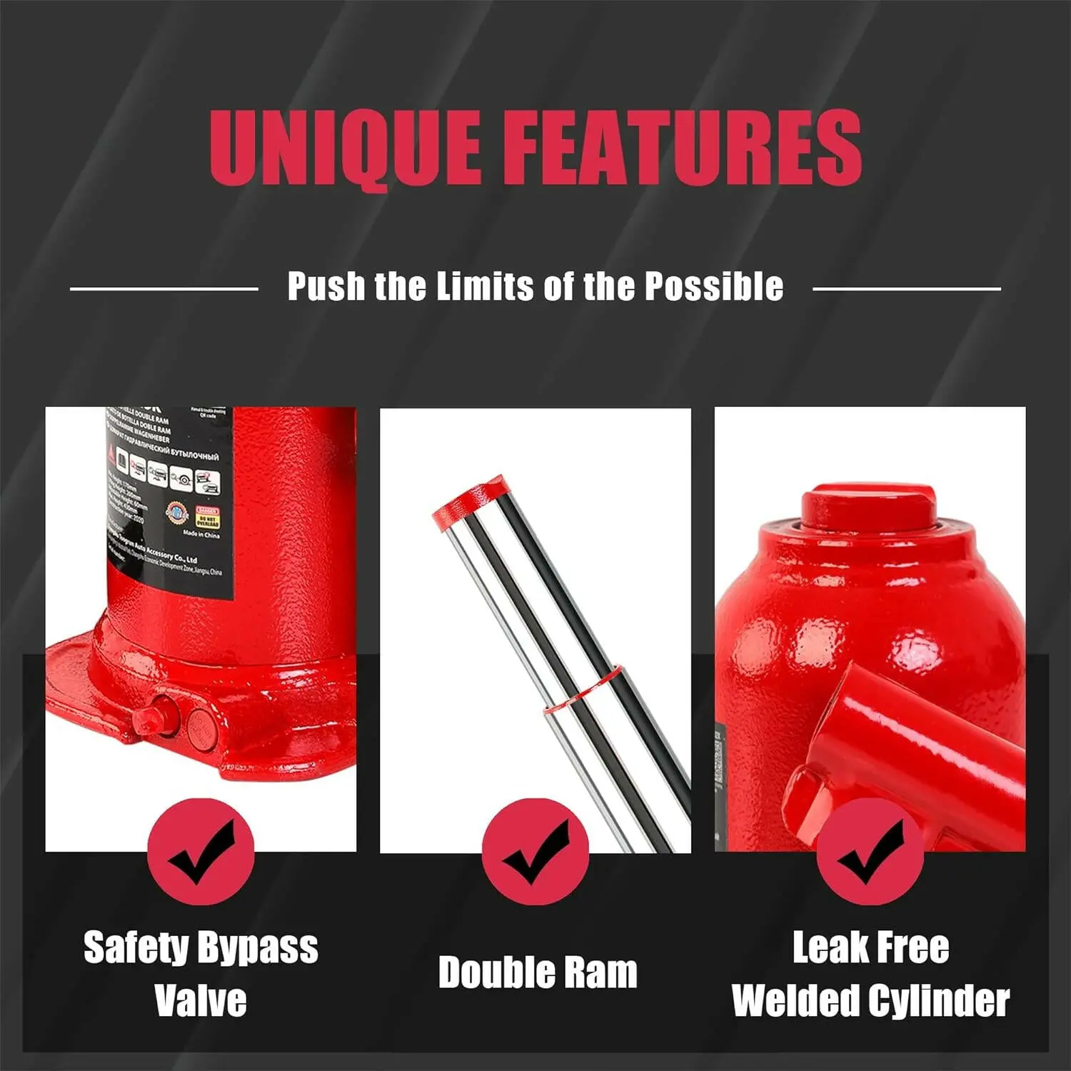 BIG RED Double Ram Bottle Jack - Image 3
