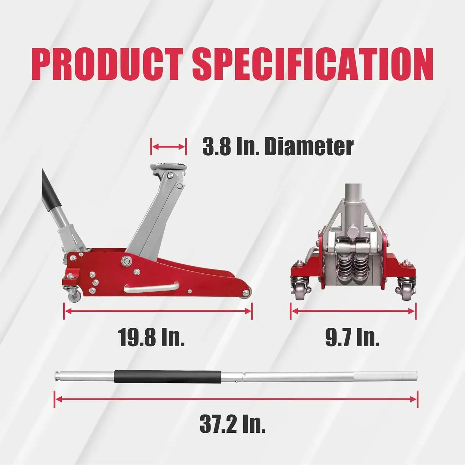 TCE Low Profile Economic Aluminum Dual Piston Floor Jack - Image 3
