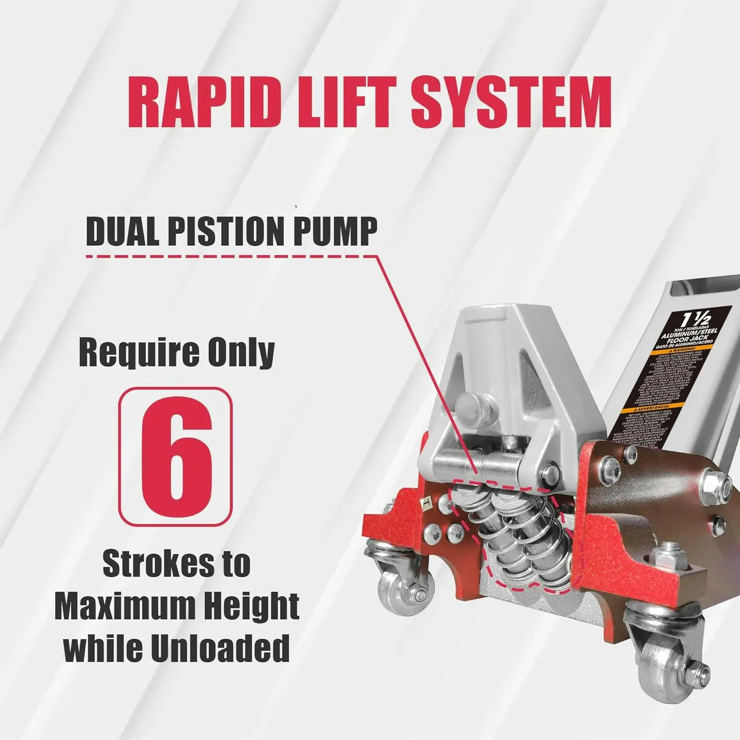 TCE Low Profile Economic Aluminum Dual Piston Floor Jack - Image 5