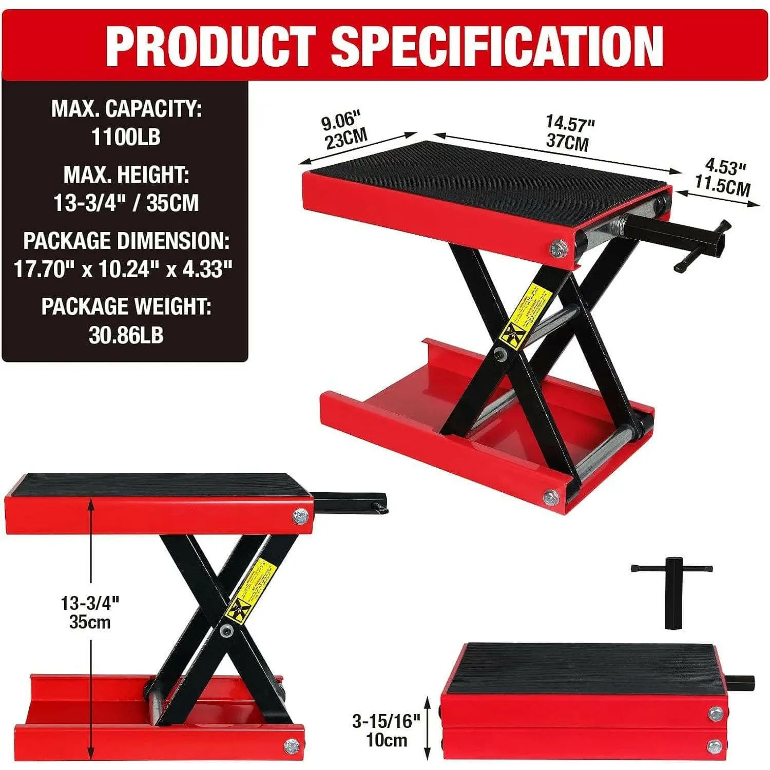 BIG RED Hydraulic Motorcycle Lift Jack, ATV Scissor Lift Jack, Portable Foot-Operated Hoist Stand for Motorcycle UTV Powersports - Image 9