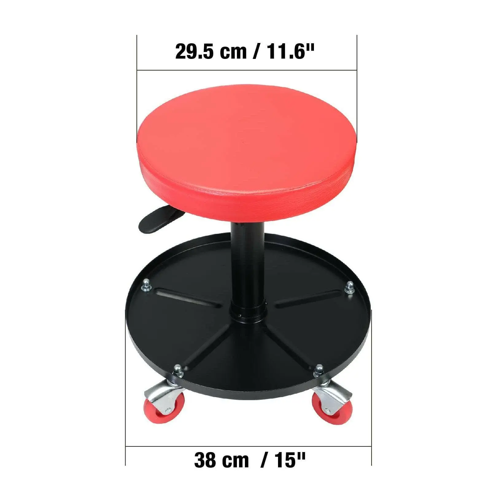BIG RED Professional Adjustable Rolling Creeper Seat with Tool Tray - Image 3