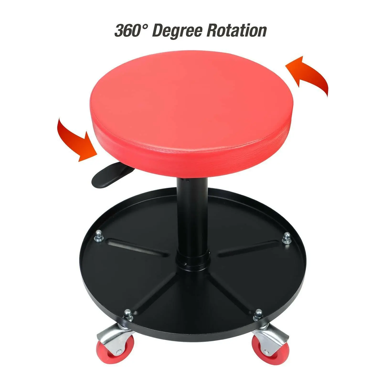BIG RED Professional Adjustable Rolling Creeper Seat with Tool Tray - Image 4