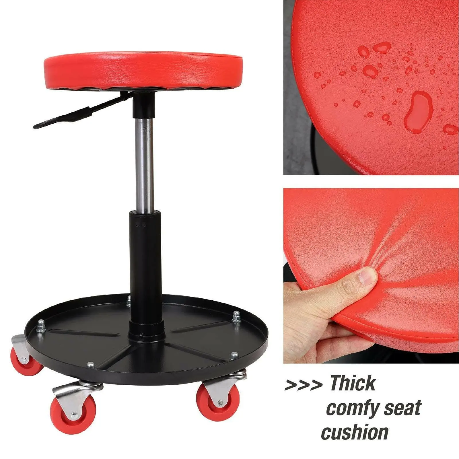 BIG RED Professional Adjustable Rolling Creeper Seat with Tool Tray - Image 5