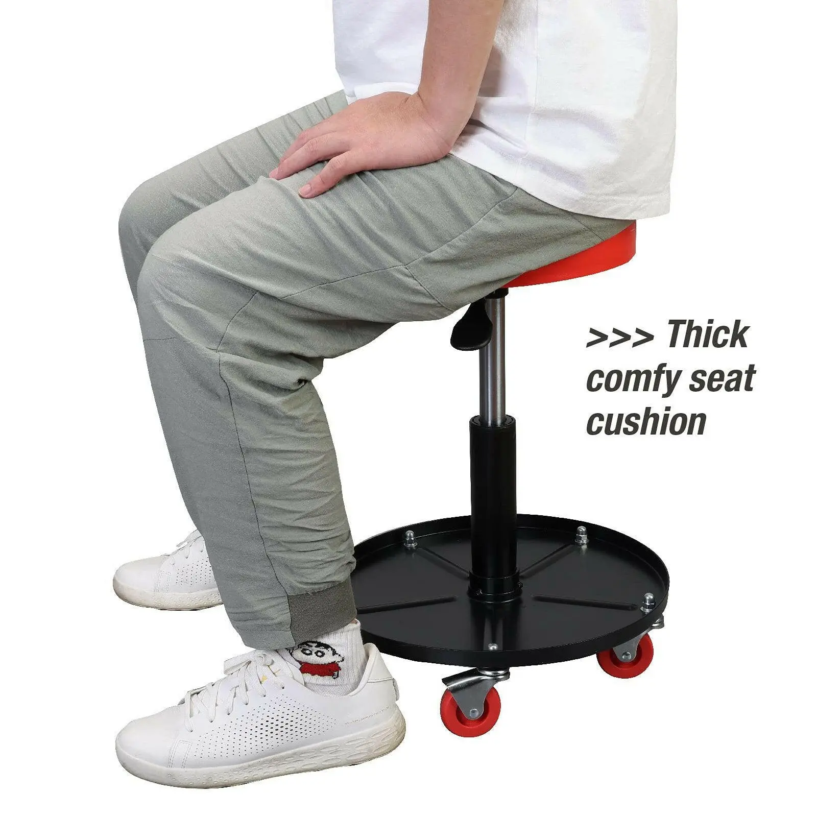 BIG RED Professional Adjustable Rolling Creeper Seat with Tool Tray - Image 6