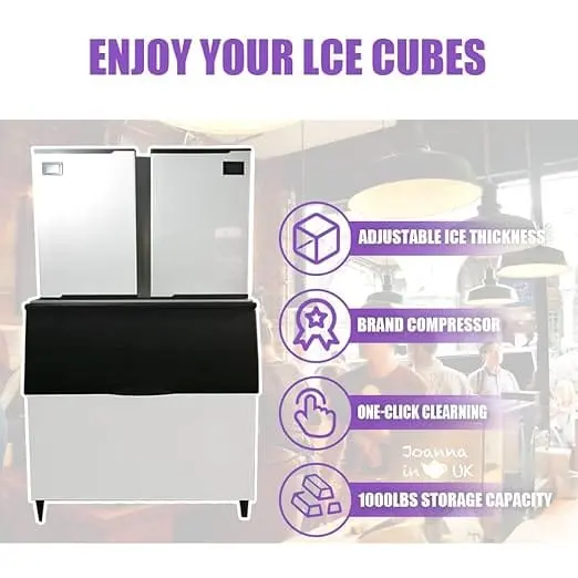 Commercial Ice Maker Machine 2000lbs/24H 220V Automatic Cleaning Ice Machine 1003lbs Ice Storage Capacity Professional Refrigeration Equipment - Image 3