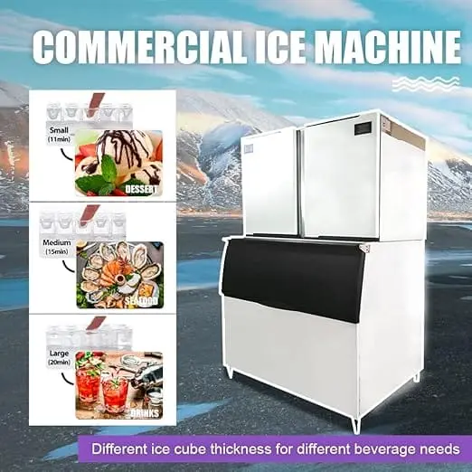 Commercial Ice Maker Machine 2000lbs/24H 220V Automatic Cleaning Ice Machine 1003lbs Ice Storage Capacity Professional Refrigeration Equipment - Image 5