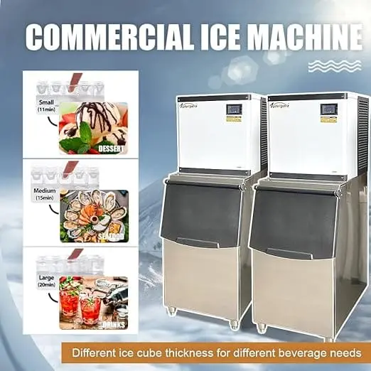 Commercial Ice Maker Machine 350lbs/24H 110V Automatic Cleaning Ice Machine 308lbs Ice Storage Capacity Professional Refrigeration Equipment - Image 5