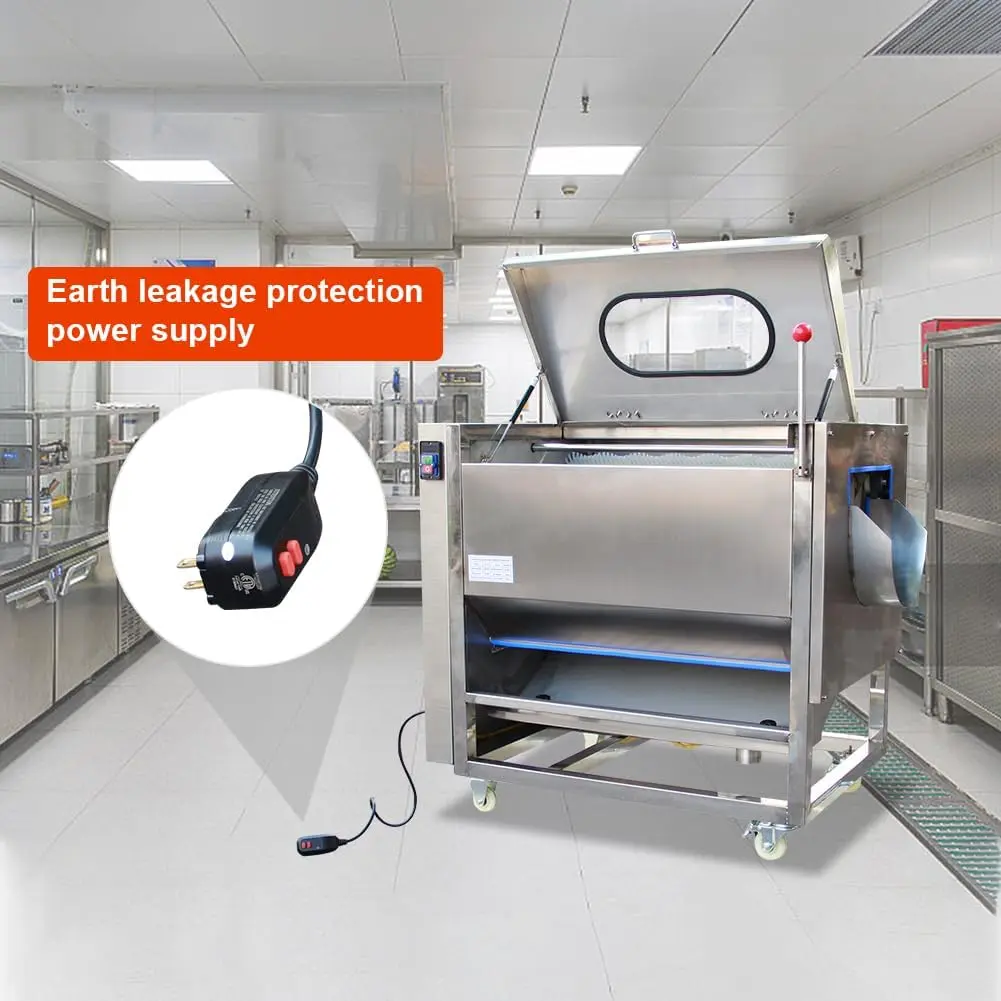 Commercial Potato Peeler and Washer 300-500 KG/Hour Capacity 1100W Roller Brush Type Potato Peeling Machine (Potato Peeler & Washer) - Image 6