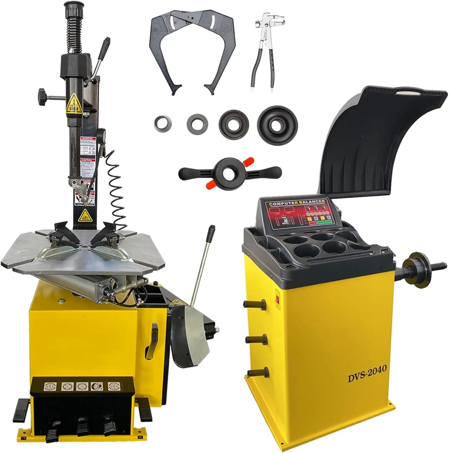 Economic Tire Changer and Wheel Balancer Combo, 1.5HP with 0.25KW Pure Copper Motor, 110V for 10-24" Rims, Value Tire Service Package