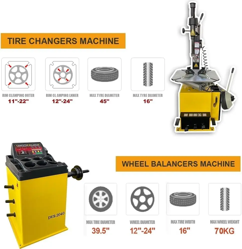 Economic Tire Changer and Wheel Balancer Combo, 1.5HP with 0.25KW Pure Copper Motor, 110V for 10-24" Rims, Value Tire Service Package - Image 3