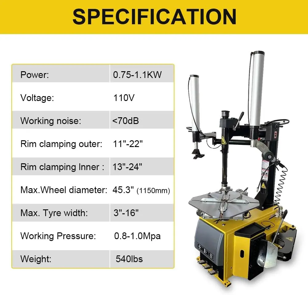 Economic Tire Changer and Wheel Balancer Combo with Bead Blaster, 110V for 10-24" Rims, Cost-Effective Tire Service Set for Garages - Image 2
