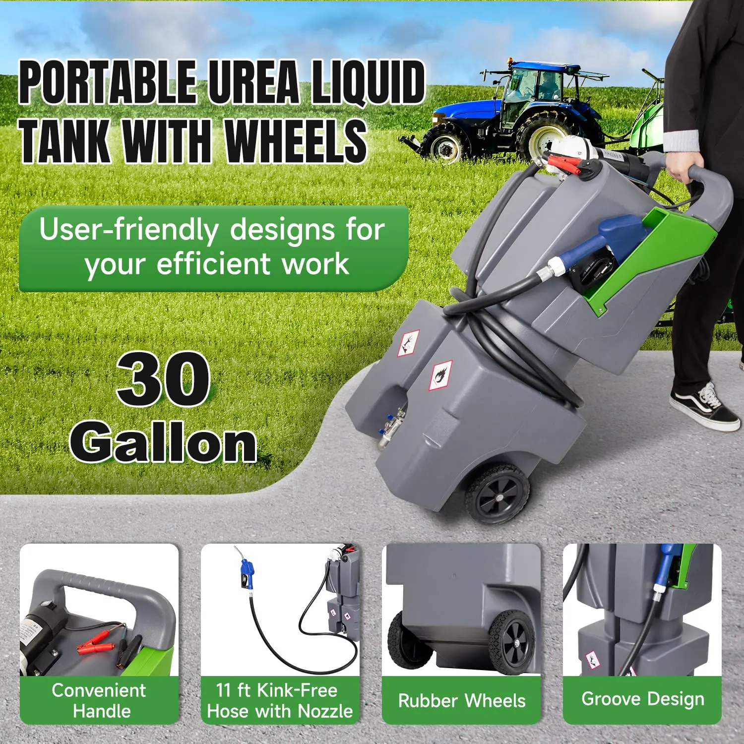 30 Gallon Portable Def Tanks, Fuel Caddy Tank and 12V DC Pump Systems, Automatic nozzle with swivel, Diesel Transfer tank for Trucks, Buses, Agricultural machinery - Image 4