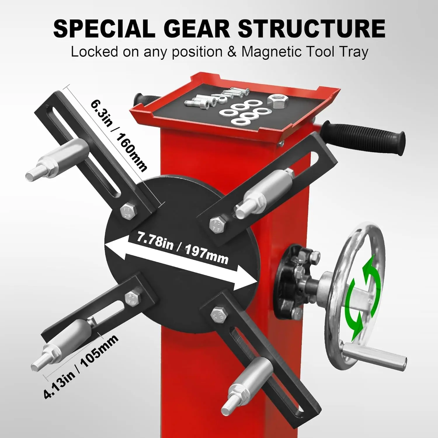 TCE Engine Stand, 1100 lb Rotating Engine Motor Stand with 360-Degree Adjustable Head, Oil Pan, and Magnetic Tool Tray for Vehicle Maintenance and Auto Repair - Image 2