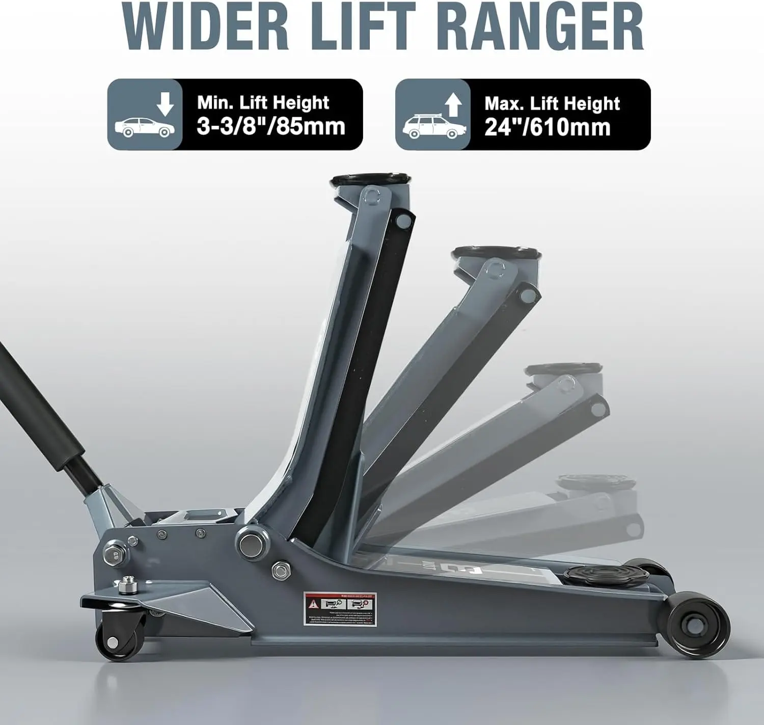 TCE Floor Jack 3 Ton Extra Long Reach Hydraulic Low Profile Floor Jack with Dual Piston Quick Lift Pump, Home and Workshop Car Maintenance for Various Vehicles, 1 Year Warranty, TZ830009 - Image 10