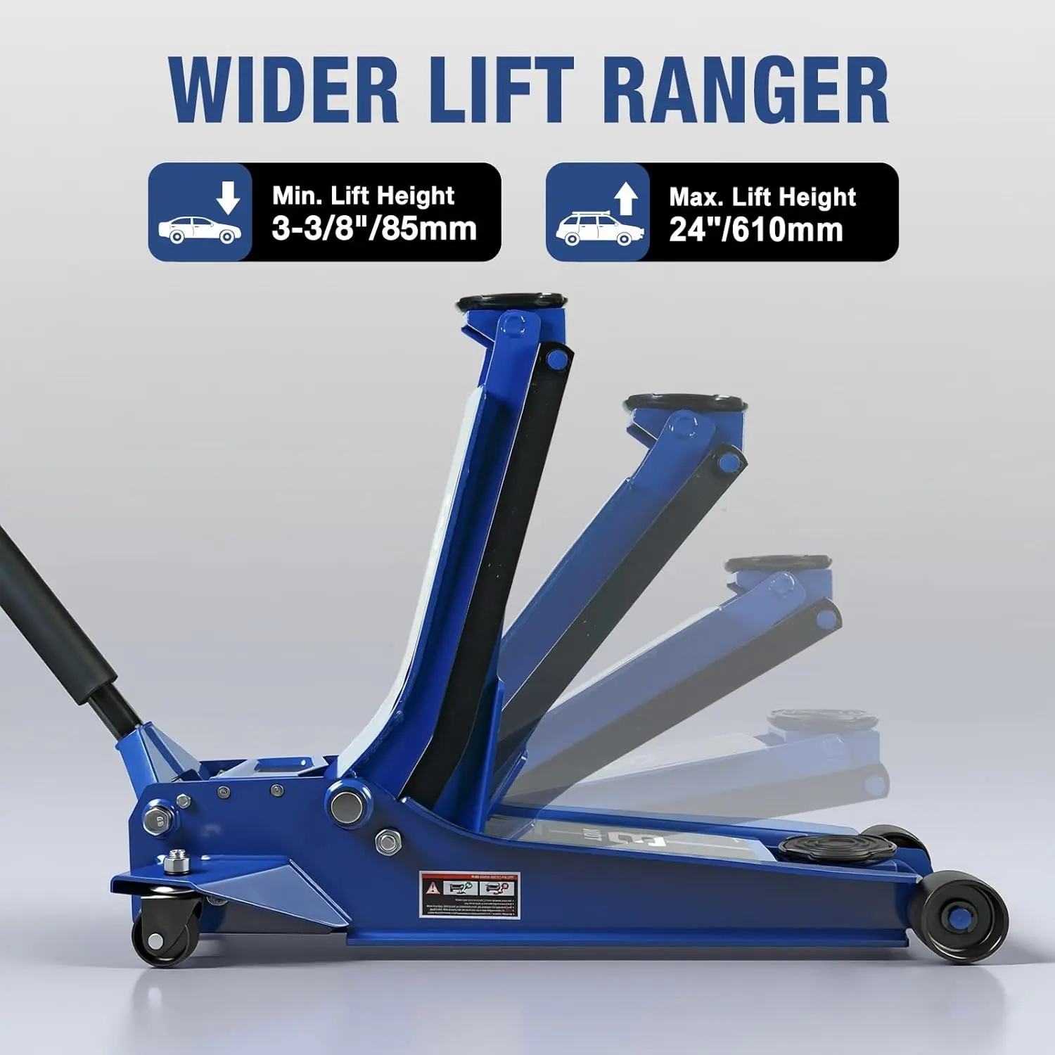 TCE Floor Jack 3 Ton Extra Long Reach Hydraulic Low Profile Floor Jack with Dual Piston Quick Lift Pump, Home and Workshop Car Maintenance for Various Vehicles, 1 Year Warranty, TZ830009 - Image 4