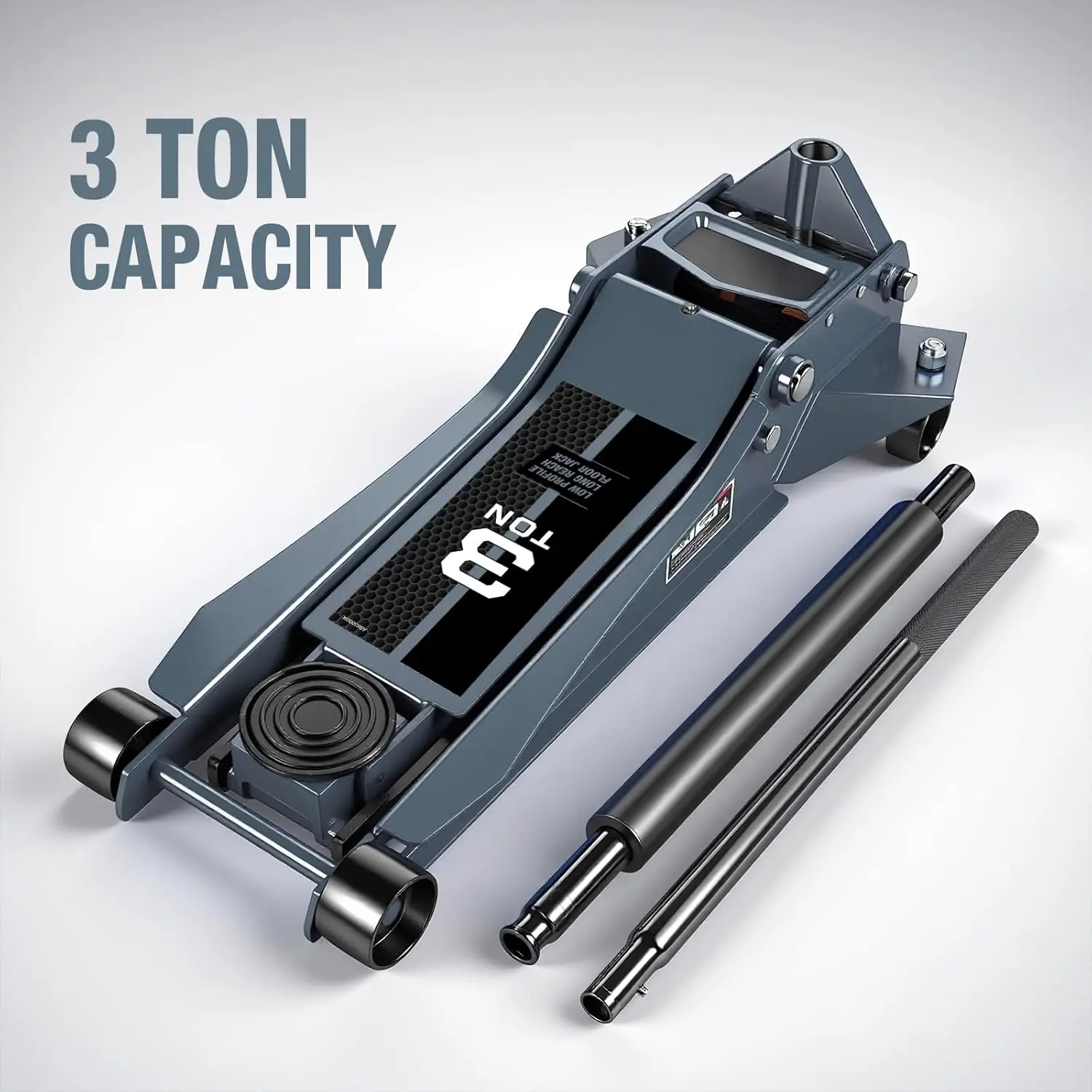 TCE Floor Jack 3 Ton Extra Long Reach Hydraulic Low Profile Floor Jack with Dual Piston Quick Lift Pump, Home and Workshop Car Maintenance for Various Vehicles, 1 Year Warranty, TZ830009 - Image 9