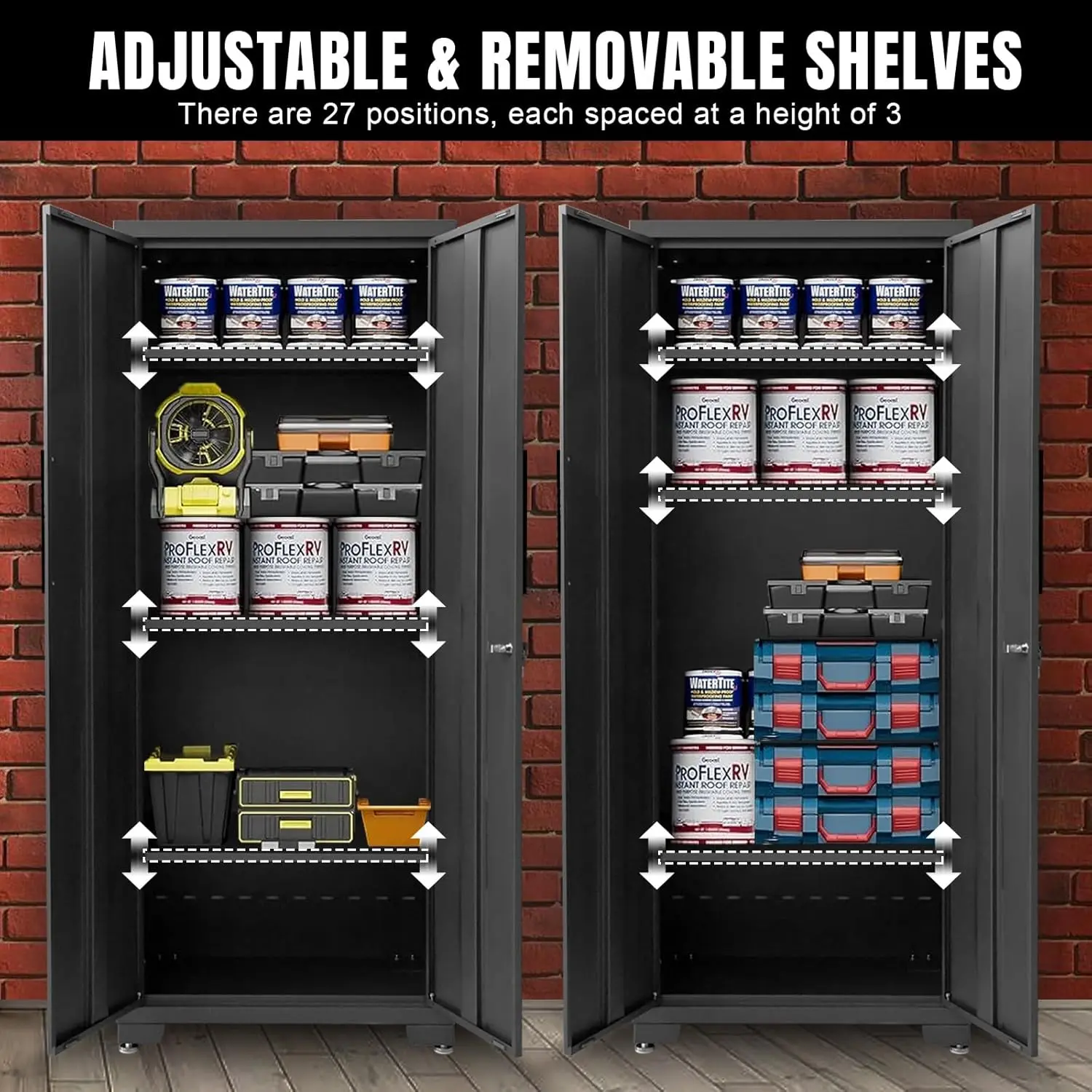Garage Cabinets Storage System, 12-Pcs Included Steel Cabinets Drawers Rolling Chest and Trash Can Cabinet, Locked Storage Cabinet, Perfect for Organizing Garage and Tools, 2-Year Warranty - Image 7