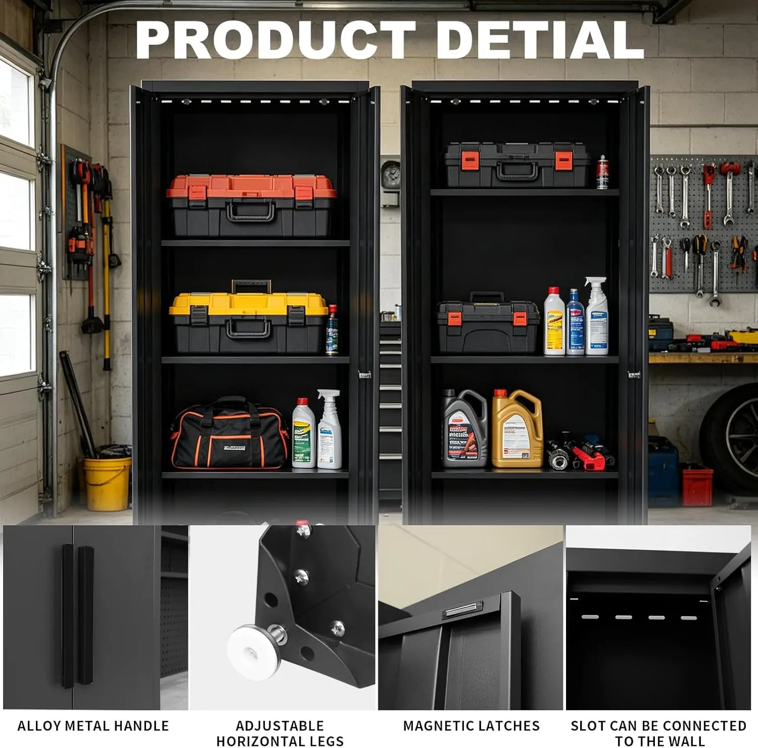 Garage Cabinets Storage System, 12-Pcs Included Steel Cabinets Drawers Rolling Chest and Trash Can Cabinet, Locked Storage Cabinet, Perfect for Organizing Garage and Tools, 2-Year Warranty - Image 9