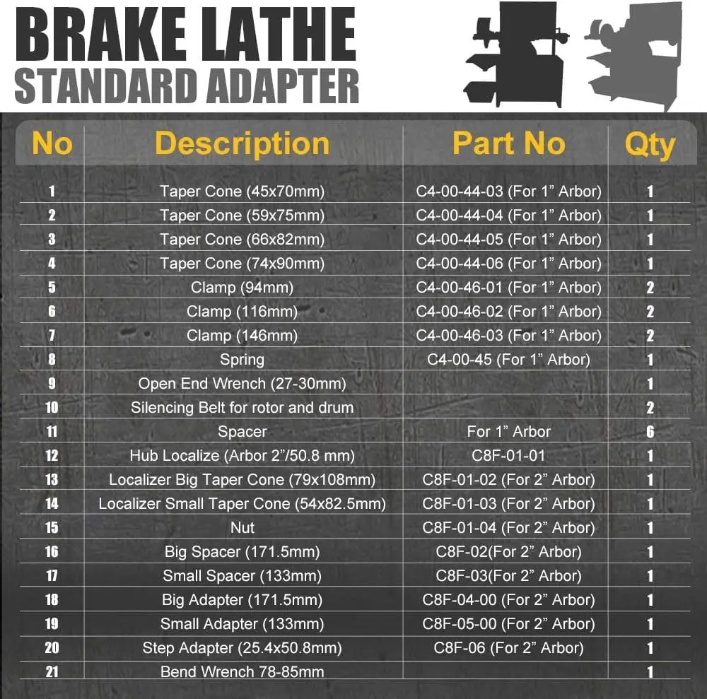 Heavy-Duty Combination Disc/Drum Brake Lathe Machine w/Bench & Standard Tooling Adapter Package - Image 6
