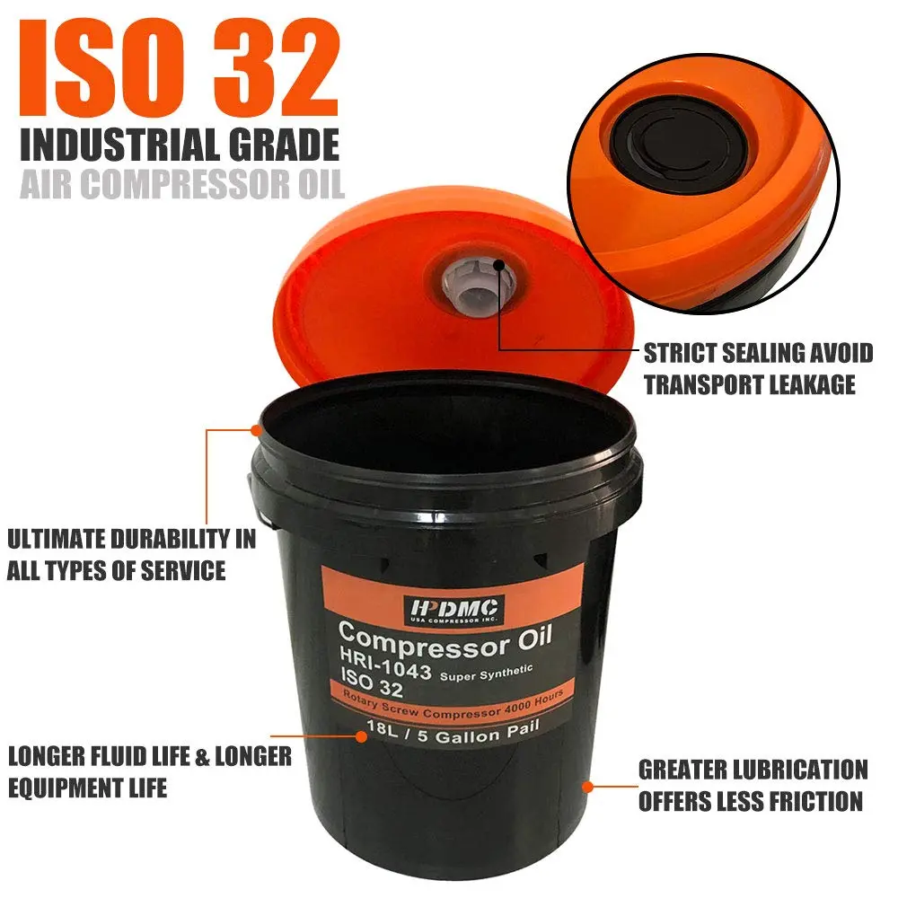 ISO 32 Grade Synthetic Based Compressor Lubricant Standard 4000 Hour Rotary Screw Air Compressor Lubricating Oil 5 Gallon Pail Extended Life Oils - Image 7