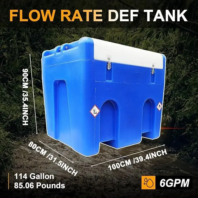 Heavy Duty DEF Tank 114 Gallon Diesel Exhaust Fluid Transfer System with 12V DC Pump - Image 2