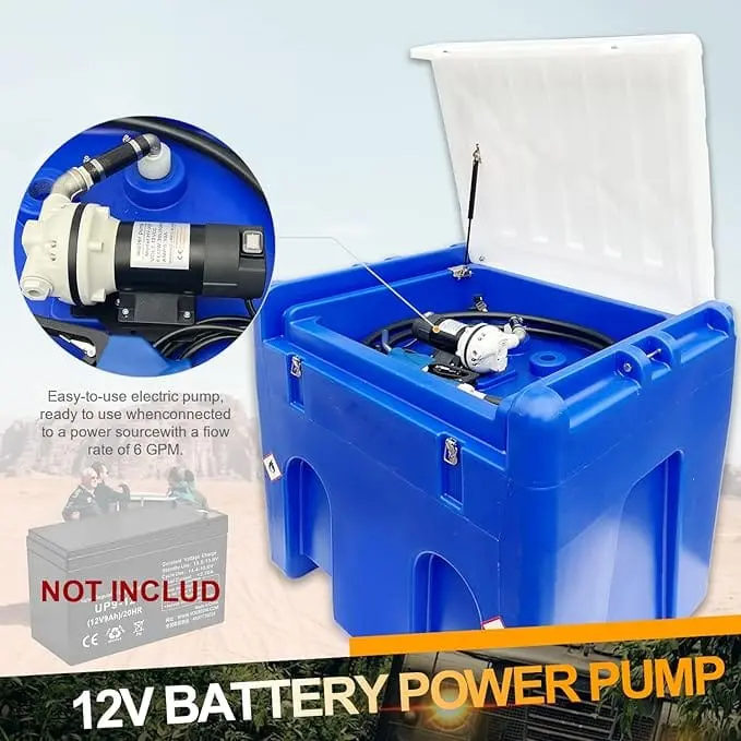 Heavy Duty DEF Tank 114 Gallon Diesel Exhaust Fluid Transfer System with 12V DC Pump - Image 4