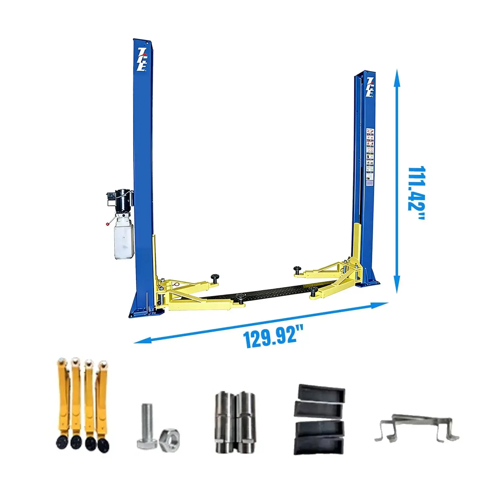 TCE 2-Post Car Lift, 220V, 10,000 lb Capacity, Foot Plate, Auto Truck Hoist Equipment with Adapters, 2-Year Warranty, TRJR-245LC - Image 6
