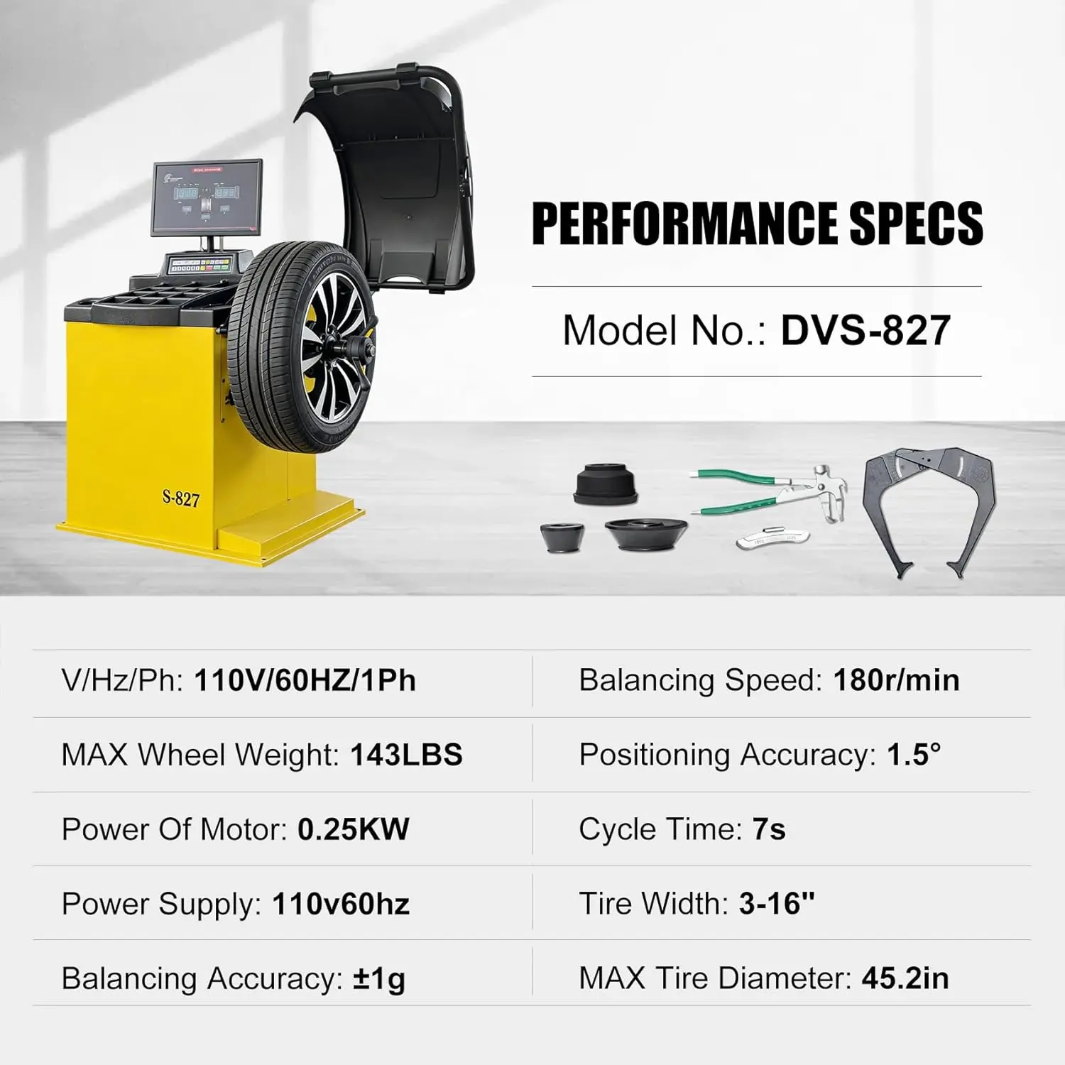 Premium Automatic Wheel Balancer, 10-26" Rim, Auto A/D Measurement, Laser Guide & LED Light, Electronic Brake, 40mm Spindle, 0.25KW Pure Copper Motor, 110V for Professional Use - Image 2